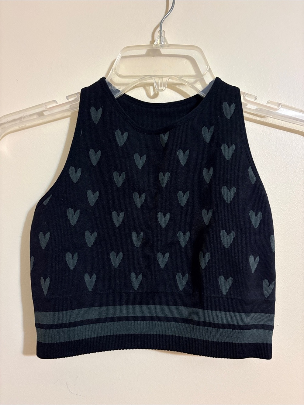 Spiritual gangster Black Heart Pattern Cropped Tank Top